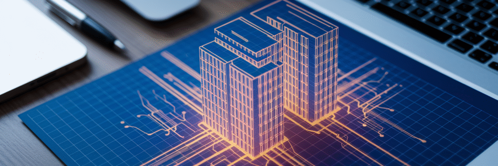 AI analyzing multifamily building blueprint