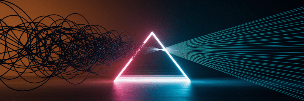 Abstract visual of data automation and clarity.